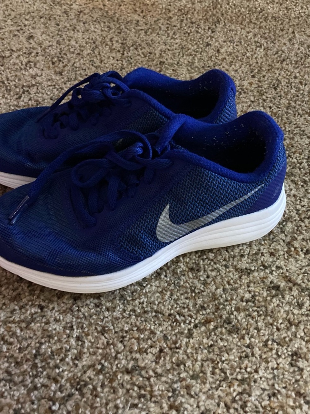 Nike Kids Blue Mesh Athletic Sneakers with White Sole